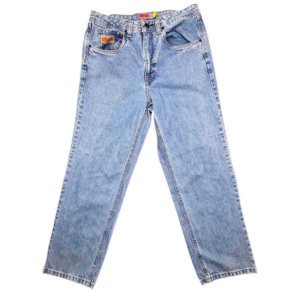 Empyre Relaxed Fit Jeans Mens 32 Light Wash Blue Denim Streetwear Skater Pants